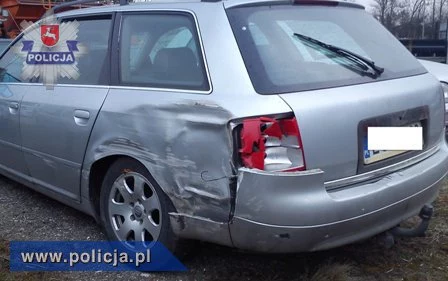 Uszkone Audi pijanego kierowcy, który próbował uciekać przed policją