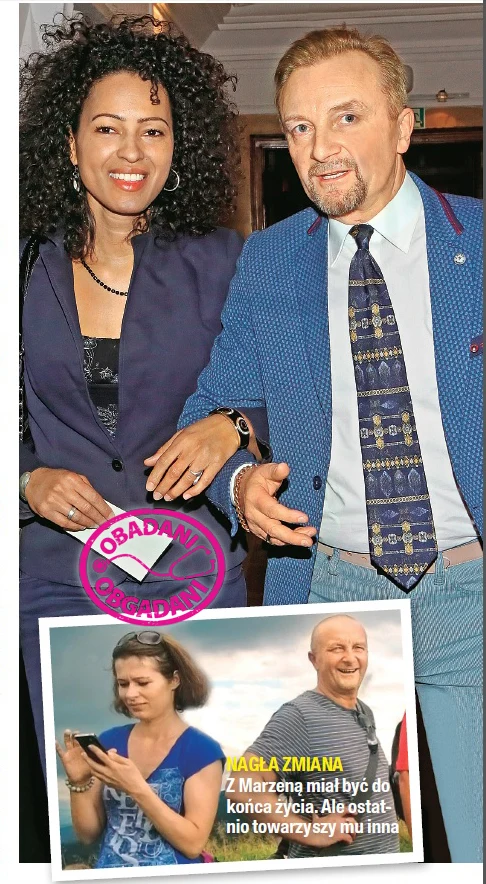 Arkadiusz Nader z Marią na jubileuszu w Teatrze Ateneum. Poniżej z narzeczoną Marzeną