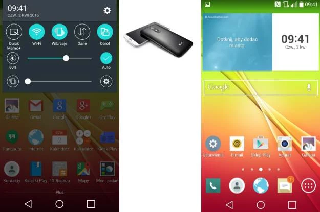 Wygląd menu LG G2 po aktualizacji do nowego Androida