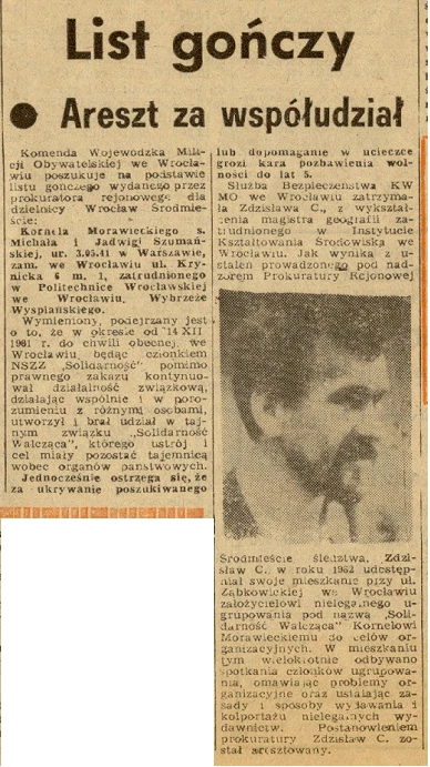 List gończy za Kornelem Morawieckim