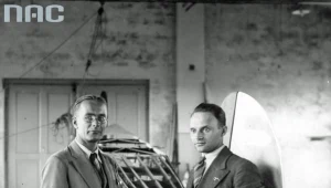 Stanisław Rogalski (po prawej) i Jerzy Drzewiecki (po lewej) - dwaj z trójki konstruktorów samolotów RWD