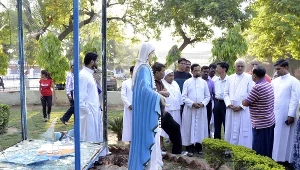 Figura Matki Boskiej przy kościele w Agra