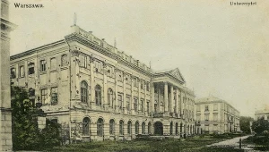 Uniwersytet Warszawski, pałac Kazimierzowski. Pocztówka z początku XX w.