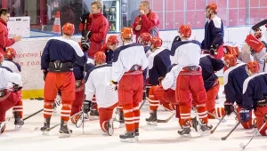 Trening polskich hokeistów w Tychach przed mistrzostwami świata