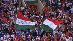 Kibice reprezentacji Węgier na trybunach Kraków Areny