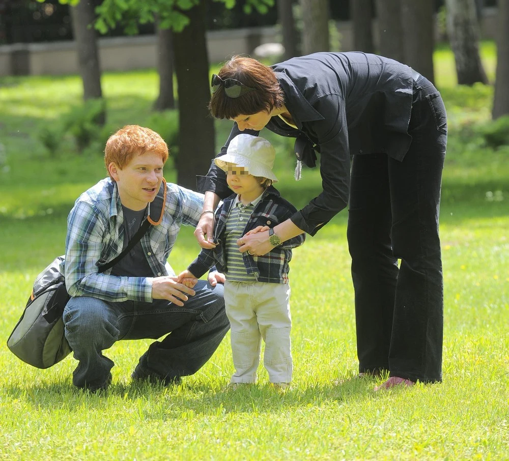 Artur Pontek z żoną i synem (2009 r.)