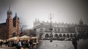 Rynek Główny – przemianowany przez Niemców na Alter Markt, a następnie na Adolf-Hitler Platz (ok. 1939 r.). Rynek Główny w Krakowie (2015 r.)