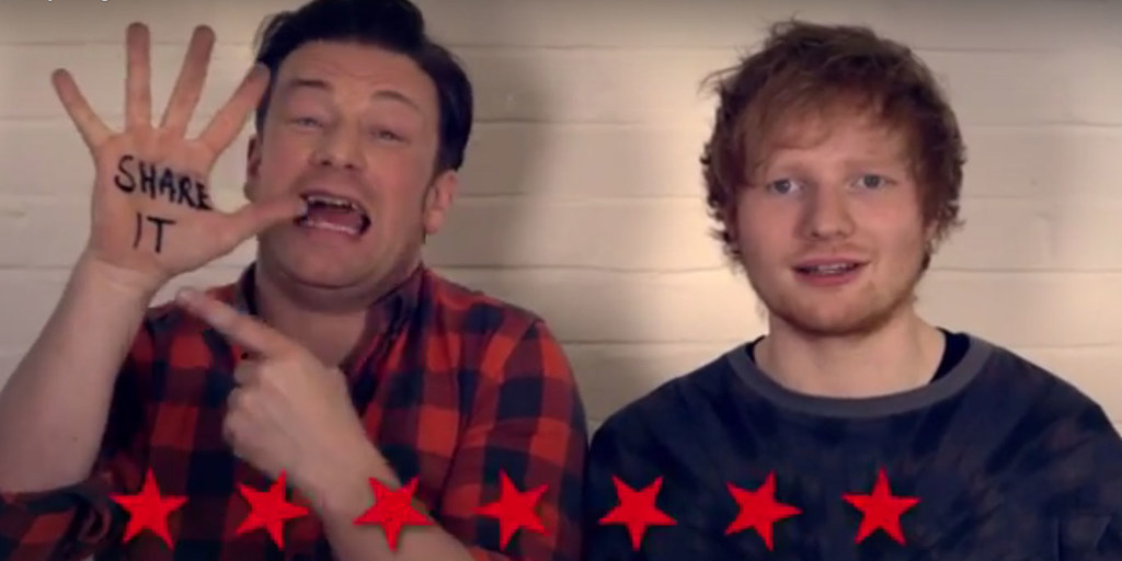 Jamie Oliver i Ed Sheeran w klipie "#FoodRevolutionDay"