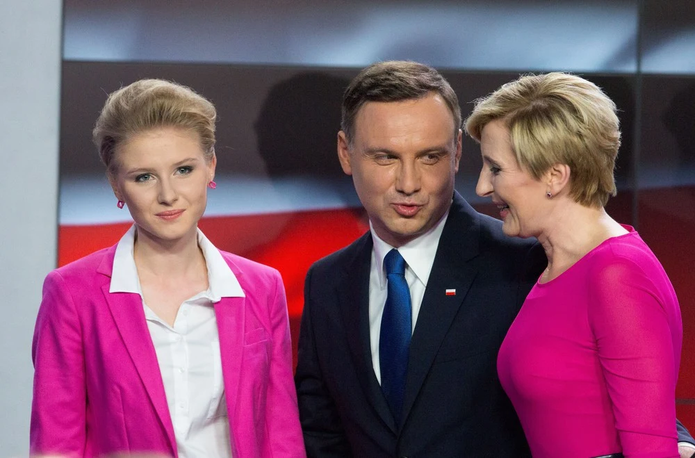Andrzej Duda z żoną i córką