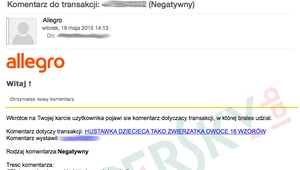 Wiadomość e-mail docierająca do użytkowników w ramach nowego ataku phishingowego.