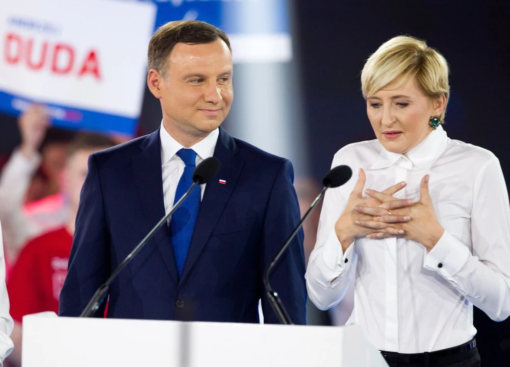 Andrzej Duda z żoną na konwencji wyborczej