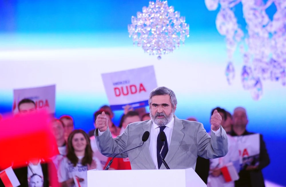 Janusz Rewiński na konwencji wyborczej Andrzeja Dudy