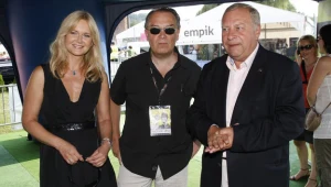 Gospodyni festiwalu Grazyna Torbicka z tegorocznymi gośćmi: Lechem Majewski i Jerzym Styhrem