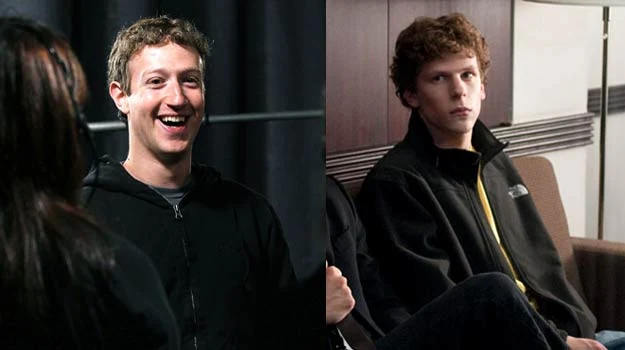 Mark Zuckerberg (L) i jego ekranowe wcielenie (Jesse Eisenberg) Mark Zuckerberg (L) i jego ekranowe wcielenie (Jesse Eisenberg)