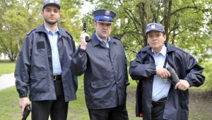 Michał Żurawski, Cezary Żak i Piotr Pręgowski na planie "Ludzi Chudego" / fot. Gałązka