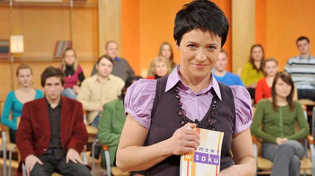Ewa Drzyzga na planie "Rozmów w toku" Ewa Drzyzga na planie "Rozmów w toku"