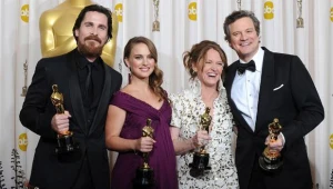 Christian Bale, Natalie Portman, Melissa Leo i Colin Firth z Oscarami