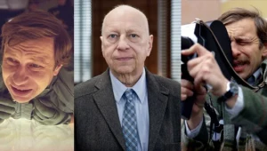 Jerzy Stuhr (C) i jego najsłynniejsze role: w Seksmisji (L) oraz "Amatorze" (P)