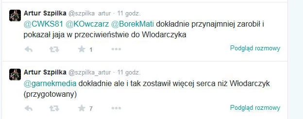 Wpisy Artura Szpilki na Twitterze