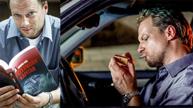 Maciej Stuhr z egzeplarzem książki Dána (L) oraz na planie filmu (P) - fot. Media Rodzina / K.Kuczyk Maciej Stuhr z egzeplarzem książki Dána (L) oraz na planie filmu (P) - fot. Media Rodzina / K.Kuczyk