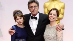 Paweł Pawlikowski z Agatą Trzebuchowską i Agatą Kuleszą przed Dolby Theatre - fot. EPA