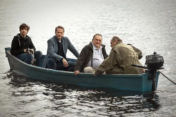 Krzysztof Chodorowski, Artur Żmijewski i Michał Urbaniak w scenie z filmu "Mój rower"