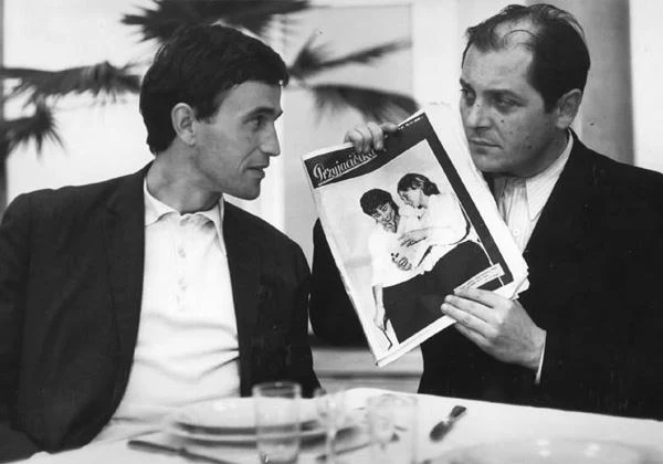 Zdzisław Maklakiewicz z Janem Nowickim w filmie "Bariera" (1966)