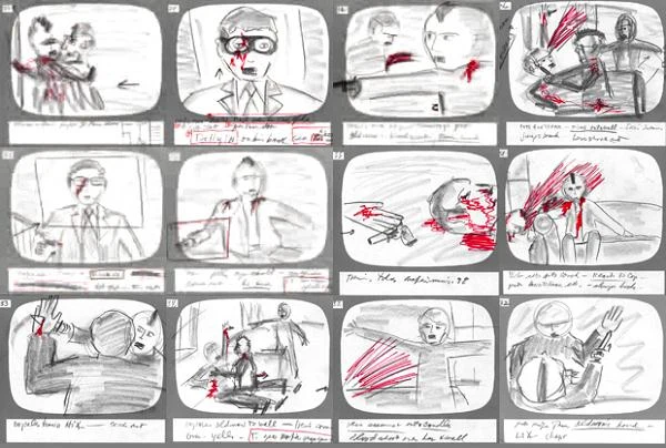Do wszystkich swych filmów Scorsese konsekwentnie przygotowuje szczegółowe storyboardy, które rysuje jednym rodzajem ołówka. "Model Eberhard Faber Ebony, czarny wkład, supercienki, nr 6352. Używam ich od 50 lat. Już ich nie produkują. Kupiłem ostatnie dostępne pudełko na eBayu za kilkaset dolarów. Okazało się, że było sporo ludzi na całym świecie, którzy przez lata używali tych ołówków. Te produkowane dziś, w nowej wersji, już nie są tak dobre" - wyznał Scorsese. na zdjęciu - fragment storyboardu do filmu "Taksówkarz".