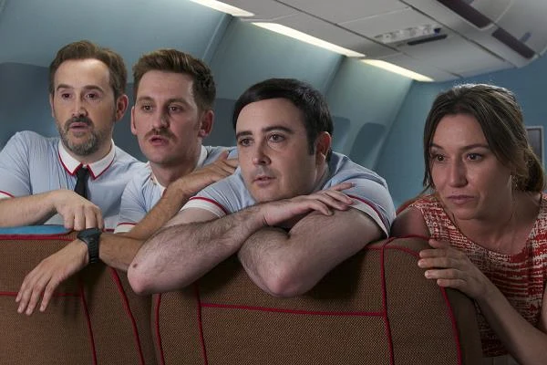 Javier Cámara, Raúl Arévalo, Carlos Areces i Lola Duenas w scenie z filmu "Przelotni kochankowie" Javier Cámara, Raúl Arévalo, Carlos Areces i Lola Duenas w scenie z filmu "Przelotni kochankowie"