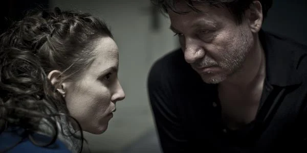 Julia Kijowska i Robert Więckiewicz na planie filmu "Pod Mocnym Aniołem"