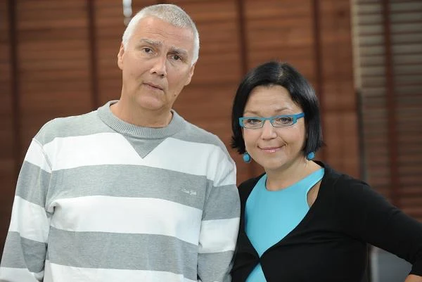 Krzysztof Krauze i Joanna Kos-Krauze w 2013 roku w telewziyjnym studio TVN - fot. Bartosz Krupa
