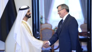 Prezydent Bronisław Komorowski oraz wiceprezydent i premier Zjednoczonych Emiratów Arabskich, emir Dubaju szejk Mohammed bin Rashid Al-Maktoum podczas uroczystości podpisania polsko-emirackich umów dwustronnych w Pałacu Prezydenckim