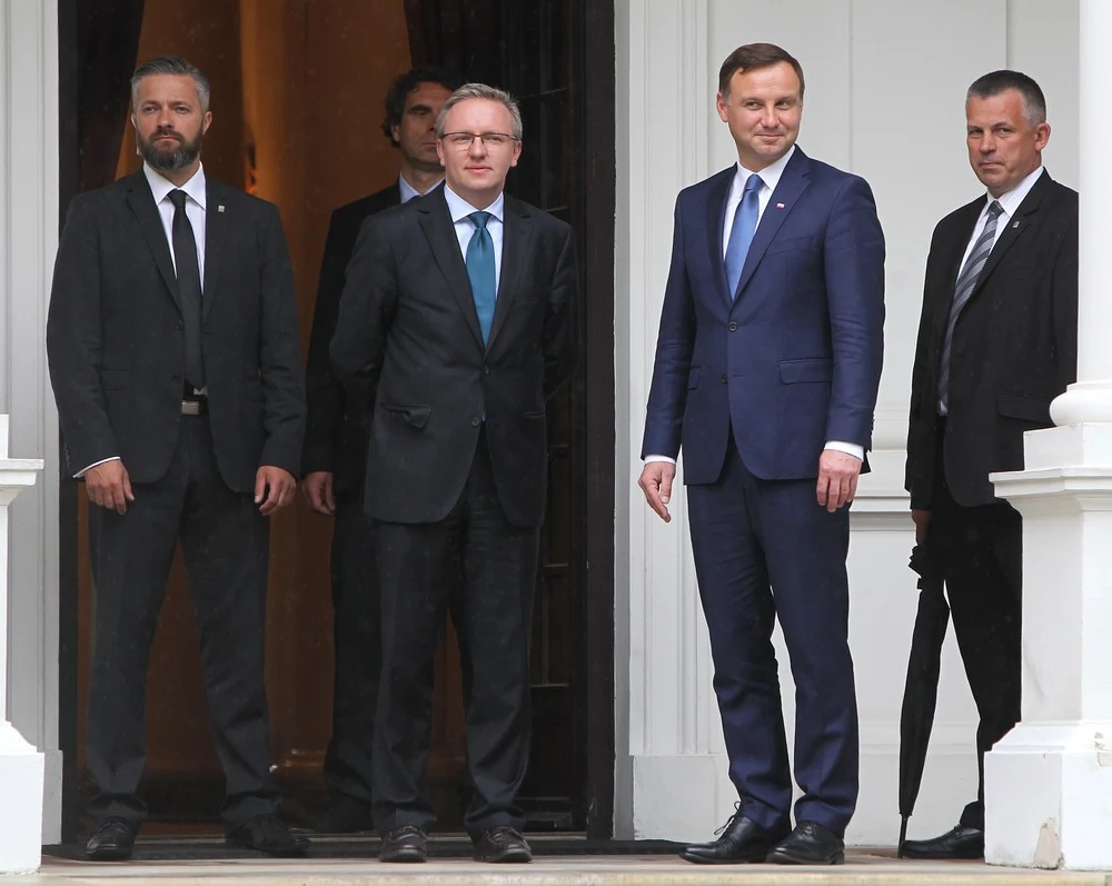 Prezydent elekt Andrzej Duda i poseł PiS Krzysztof Szczerski 