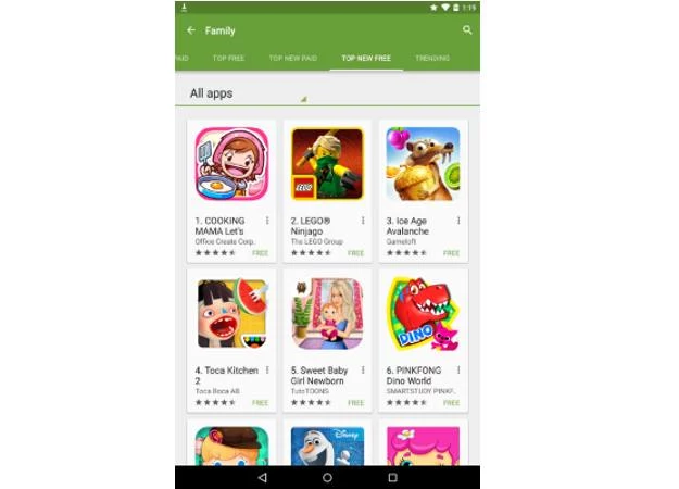 Sekcja Familijna przygotowana z myślą o Google Play