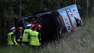 Miejsce wypadku autokaru na drodze krajowej numer 1