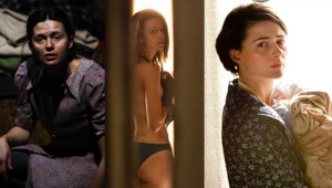 Agnieszka Grochowska "w ciemności" (L), "bez wstydu" (C) oraz jako Danuta Wałęsa (P)