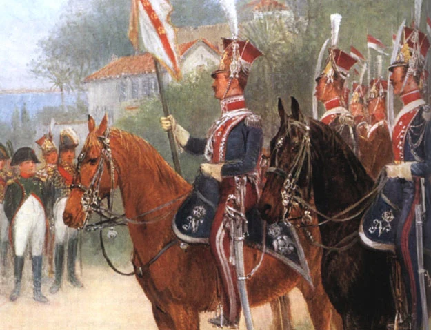 Szwoleżerowie-lansjerzy Szwadronu Elby przed Napoleonem