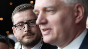 Prezes Polski Razem Jarosław Gowin (P) oraz radny Sejmiku Śląskiego Janusz Buzek (L)