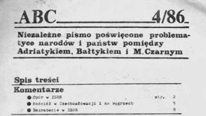 Pismo "ABC. Adriatyk, Bałtyk, M. Czarne" - fragment spisu tresci nr. 4/86 (źródło: Encyklopedia Solidarności)