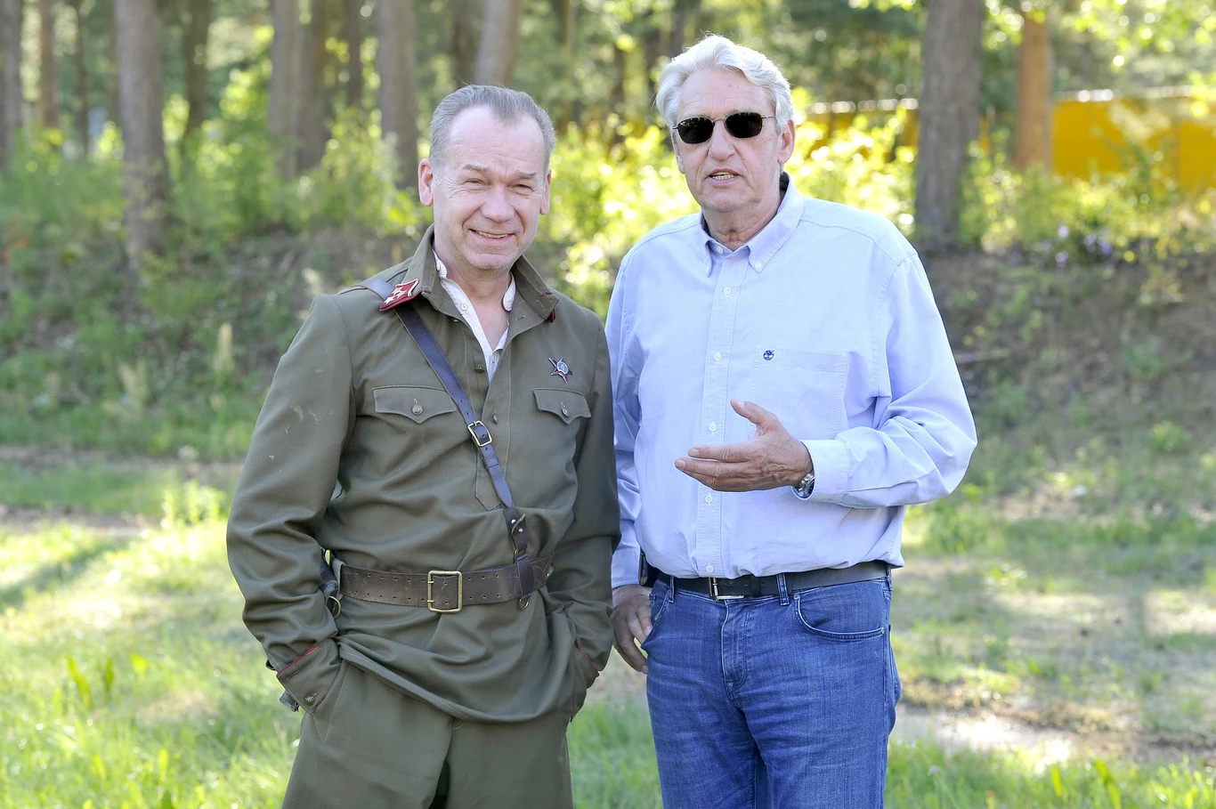 Mirosław Baka i Bogusław Wołoszański na planie "Sensacji XX wieku"