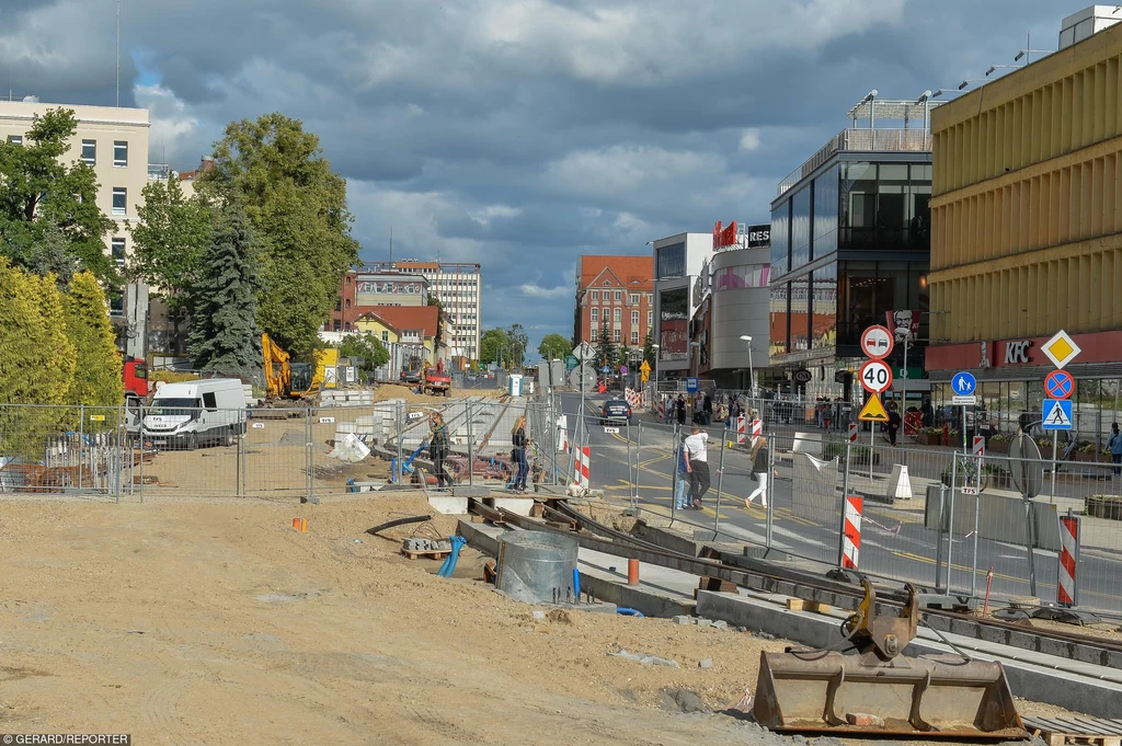 Budowa  torów tramwajowych w Olsztynie