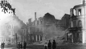 Ruiny getta w Białymstoku po powstaniu