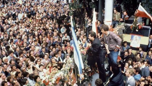 Sierpień 1980: Lech Wałęsa w Stoczni Gdańskiej fot. Jorma Puusa / Lehtikuva