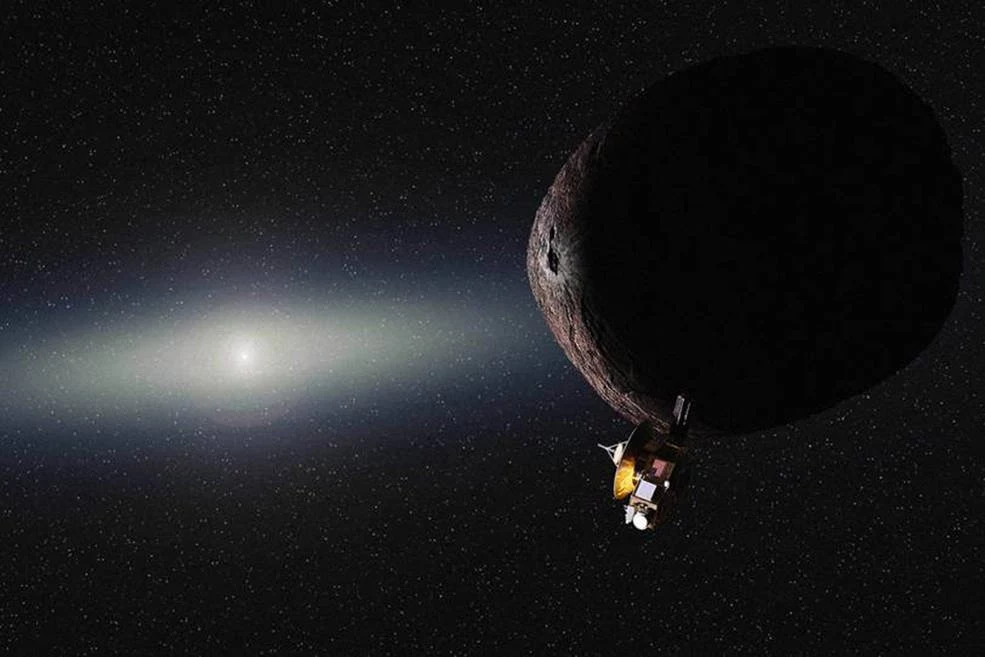 Wizja przelotu sondy New Horizons obok PT1 Wizja przelotu sondy New Horizons obok PT1
