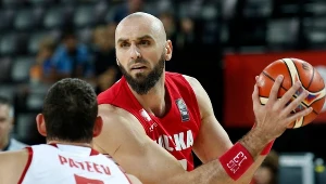 Marcin Gortat w meczu z Rosją