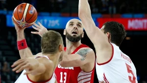 Marcin Gortat w meczu z Rosją