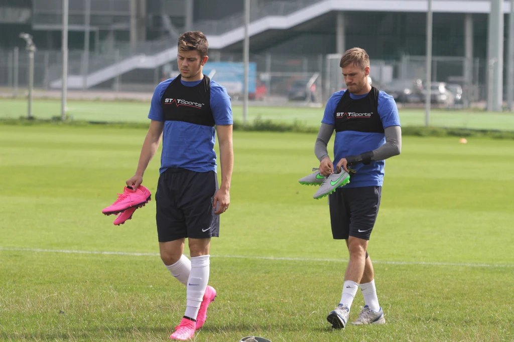 Piłkarze Lecha Poznań podczas treningu przed meczem Ligi Europejskiej z portugalskim Belenenses