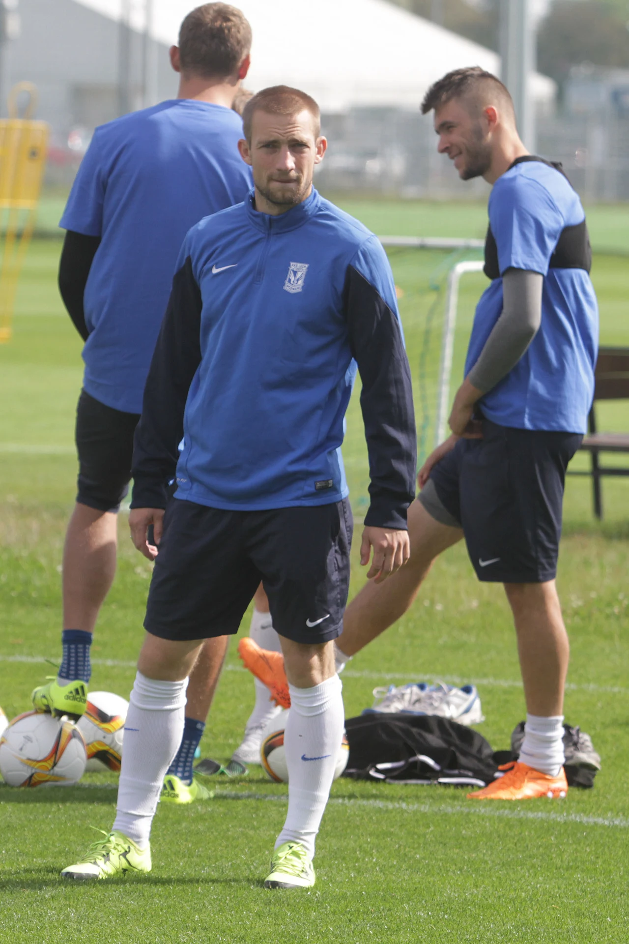 Piłkarze Lecha Poznań podczas treningu przed meczem Ligi Europejskiej z portugalskim Belenenses