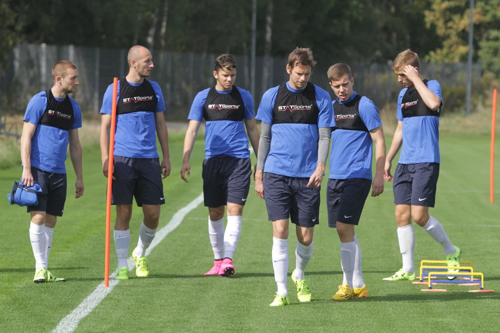 Piłkarze Lecha Poznań podczas treningu przed meczem Ligi Europejskiej z portugalskim Belenenses