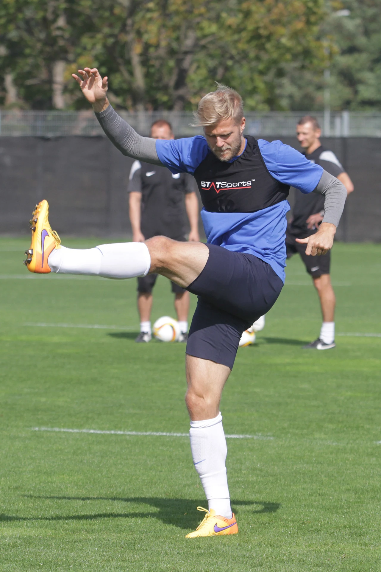 Piłkarze Lecha Poznań podczas treningu przed meczem Ligi Europejskiej z portugalskim Belenenses